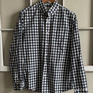 J. Crew Men's Navy and White Plaid Shirt